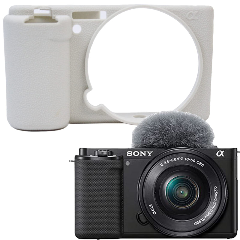Camera Case Fit For Sony zve 10 Case, Silicone Gel Camera Case for ZV-E10 Protective Rubber Soft Camera Cover Bag, Fit For Sony zv e 10 Case (White）