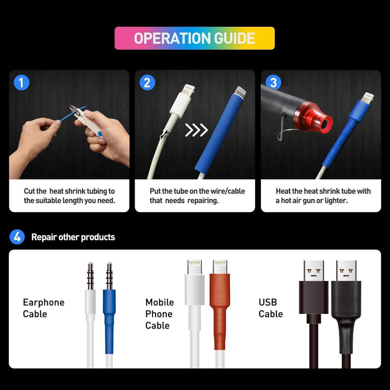 Heat Shrink Tubing Kit,Mini Heat Gun + 328 PCS Heat Shrink Wrap Tube　2:1.