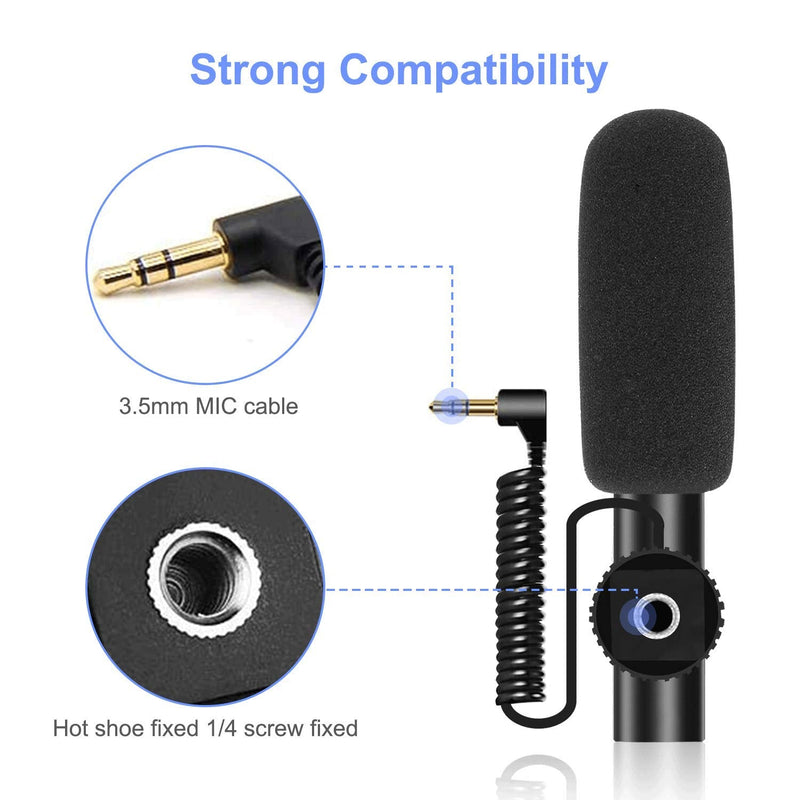 Camera Microphone, Video Microphone with Shock Mount Deadcat Windscreen for Sony, Nikon, Canon, Fuji, DSLRs, Camcorders, Photography Interview Shotgun Mic with 3.5mm Jack Brown