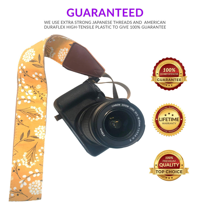Spring Blossom Flowers Camera Shoulder Strap Belt For All DSLR Camera – Vibrant Design Universal DSLR Strap, Multi Color Neck Belt Best Gift for Men & Women Photographers Mustard Flowers
