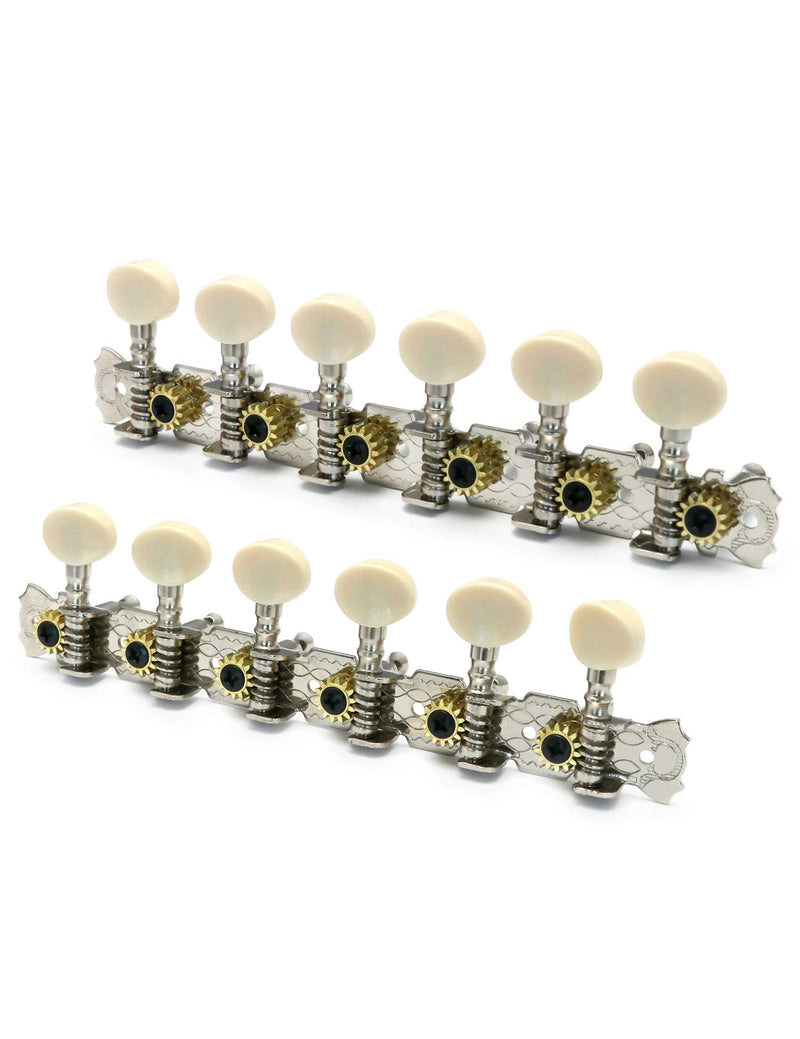 Metallor 12 Strings Acoustic Guitar Tuning Pegs Chrome Plated Machine Heads Single Hole 6L 6R.