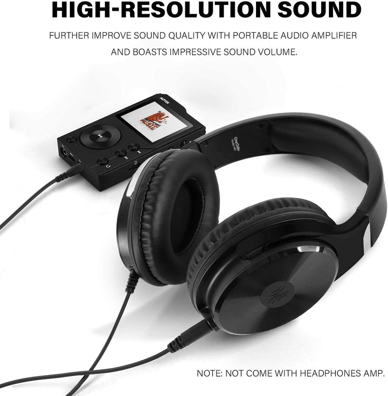 OneOdio Over Ear Headphone Wired Hi-Fi Studio Headphones 50mm Speaker 1/4 inch Jack Adapter Closed-Back Headphones for DJ Electric Drum Keyboard Guitar PC iPad Music Matte Black