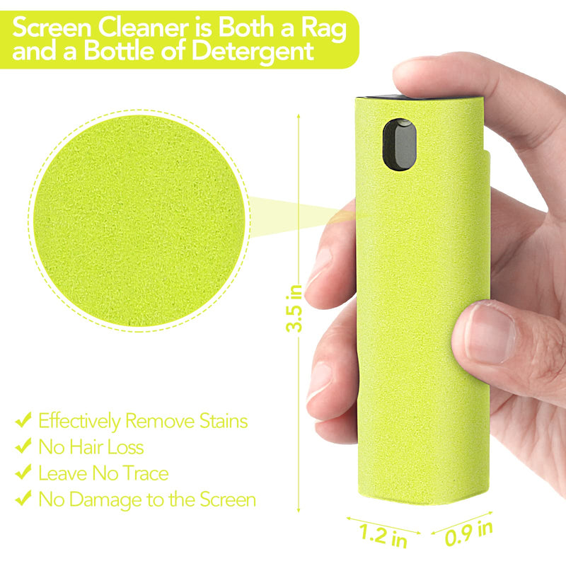 2 Pcs Fingerprint Proof Screen Cleaner,3 in 1Touchscreen Mist Cleaner Spray Wipe Cleaner Fingerprint-Proof Soft Fiber Flannel,Safe for All Phones Glasses Tablet Laptop TV Watch Screens(Green) Green