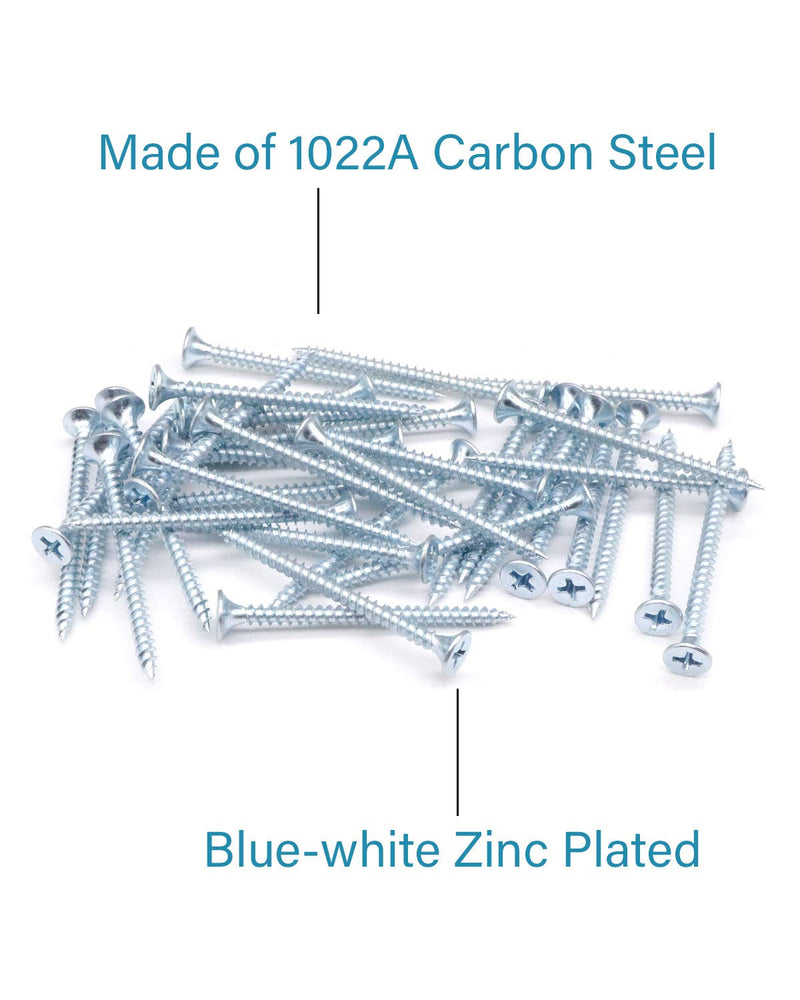 IMScrews 200pcs #6x1-1/2" Flat Head Phillips Drywall Screws Fine Thread Sharp Point Wood Screw Assortment Kit, Carbon Steel 1022A, Zinc Coated 6x1-1/2"(200pcs)