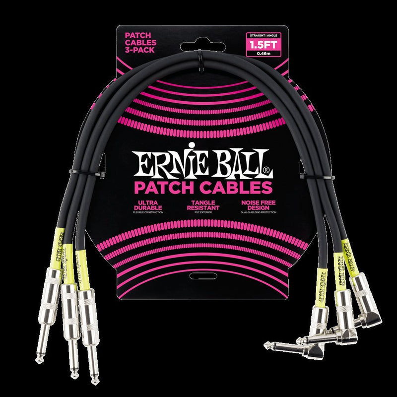 Ernie Ball Instrument Cable, Black, 1.5 ft