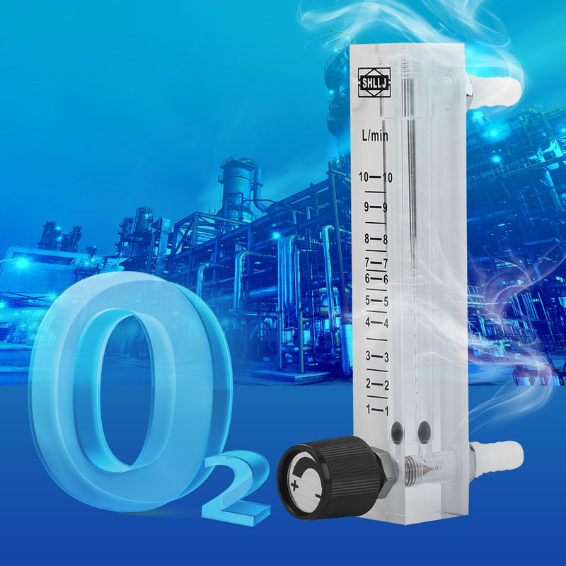 LZQ-7 Flowmeter 1-10 LPM, Air Flow Meter with Control Valve Acrylic Oxygen/Air/Gas Flowmeter Measurement Tools