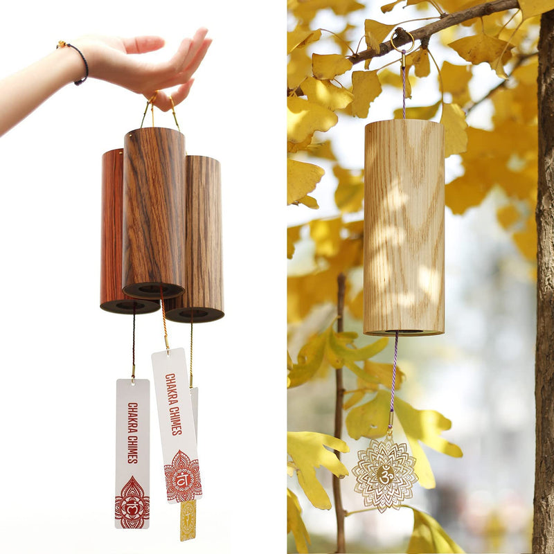 Mowind Chakra Chimes Natural Bamboo Wind Chimes Meditation Chord Windchime Wind bell for Home Decoration Zen Mindfulness Crown Chakra