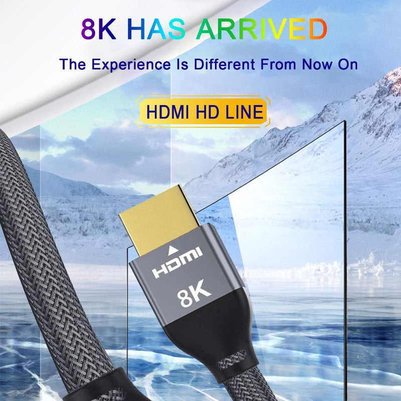8K HDMI Cable 10FT, HDMI 2.1 Ultra HD 8K 60Hz High Speed 48Gpbs,Braided Nylon & Gold Connectors,Compatible for PS5, PS4, Xbox Series X,Switch,Laptop,Sony Samsung UHD Monitor,Fire TV,Apple TV & More 1 PACK 10FT/3M