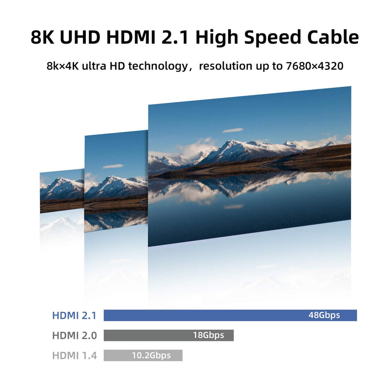 8K HDMI 2.1 Cable 6ft, Cabletime Ultra High Speed Hdmi Cable 48gbps 120hz 144hz hdcp Hdmi earc Cable, Compatible with Xbox Series X One, Nintendo Switch, Roku, RTX 3080 3090, Apple TV, Sony, Samsung 6.6ft