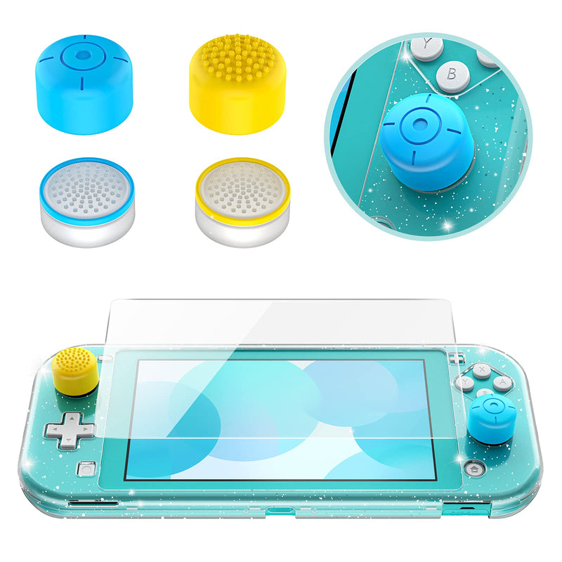 HEYSTOP Case Compatible with Nintendo Switch Lite, with Tempered Glass Screen Protector and 4 Thumb Grip, Front and Back, All-Round Protective case (Clear) Clear