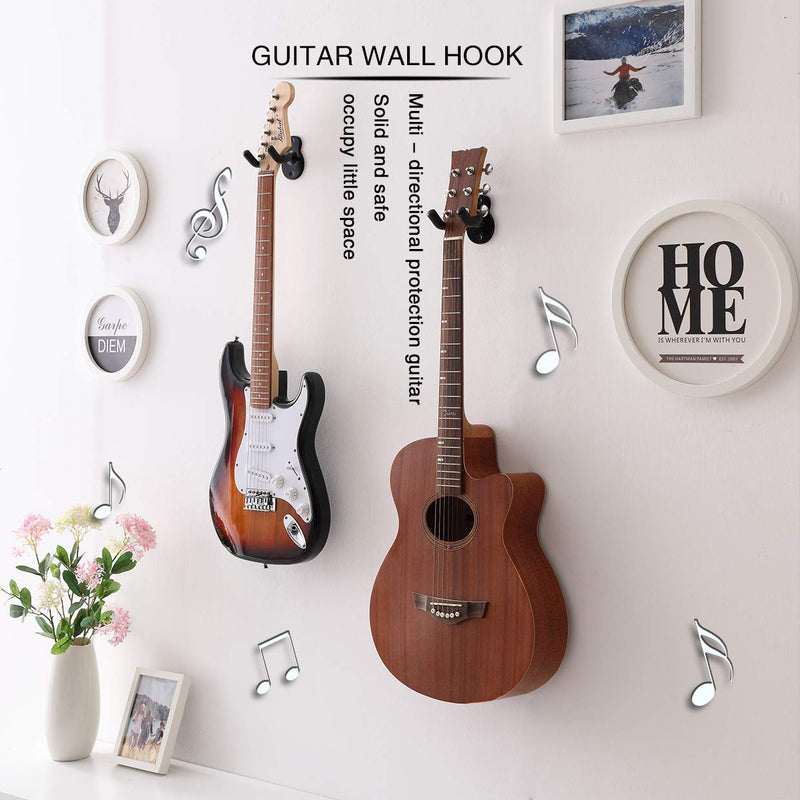 Guitar Wall Mount, Guitar Wall Hanger Stands Holders Hooks 4 Pack- Home and Studio Guitar Keeper - Metal Guitar Style Acoustic Electric Bass Ukulele Guitars Wall Hangers