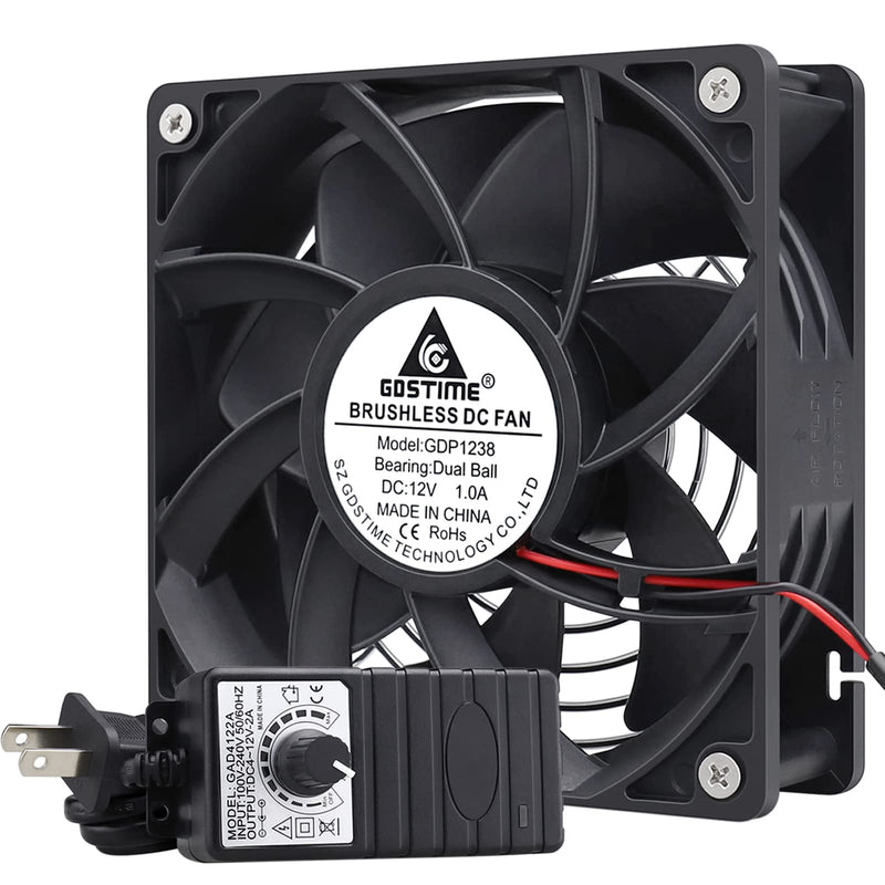 GDSTIME 120mm High Airflow 12V Fan w/Variable Speed Controller 110V 120V 220V AC Powered for DIY Cooling Mining Rig Case Server Cabinet Grow Tent GPU Workstations Ventilation