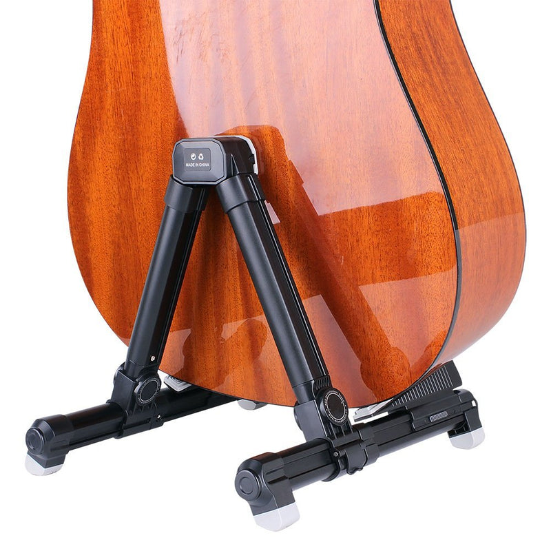 Alumium Alloy A Frame Universal Folding Acoustic Guitar Stand, Suitable for Electric Guitars, Bass Guitars (Black) Black