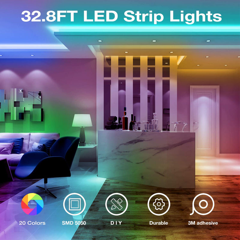 [AUSTRALIA] - Daybetter Led Strip Lights 32.8ft Kit with Remote and Power Supply Color Changing 
