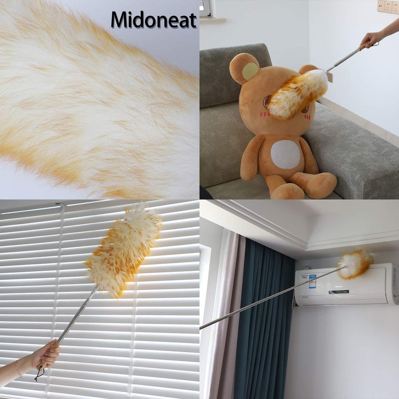 Midoneat Lambswool Duster and Microfiber Duster,2 Counts,Long Reach/Extendable Duster Up to 86" for Cleaning High Ceiling Fan, Interior Roof, Cobweb, Keyboard, Furniture