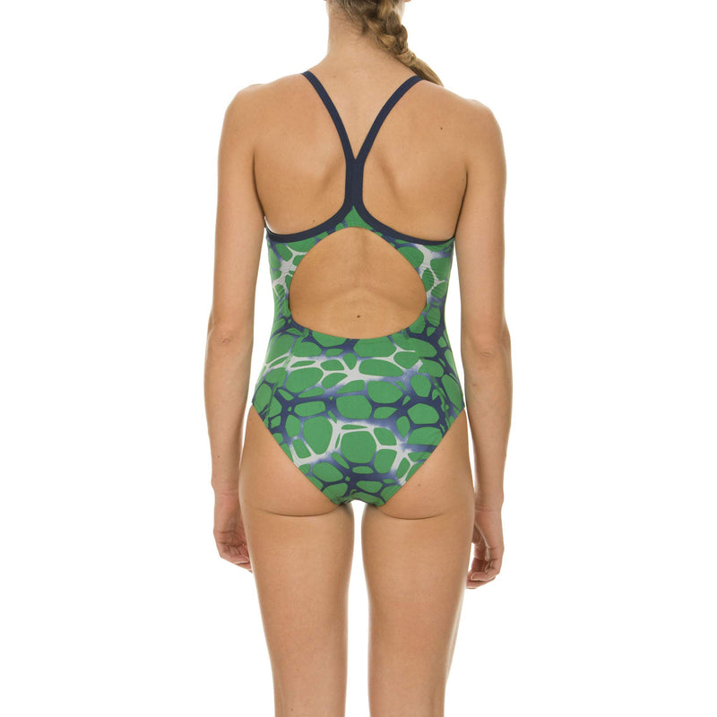 Arena Women's Polycarbonite Light Drop Back One Piece 28 Navy/Kelly Green