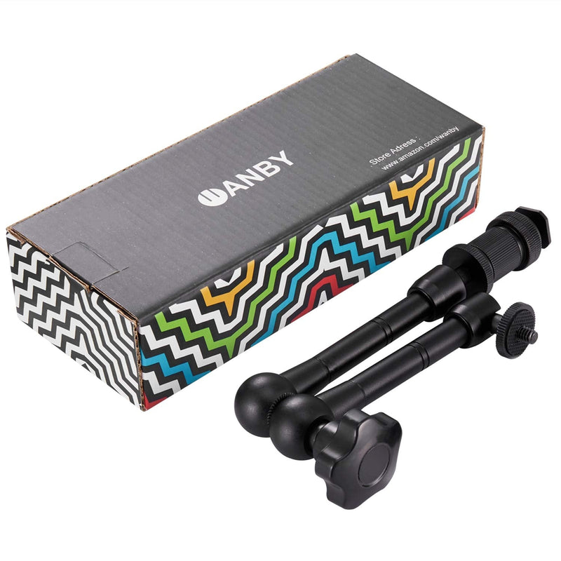 WANBY 11 Inch Articulating Friction Magic Arm Adjustable w/Hot Shoe Mount 1/4'' Tripod Screw for Camera Rig, LCD Monitor, LED Flash Lights (11'Arm)