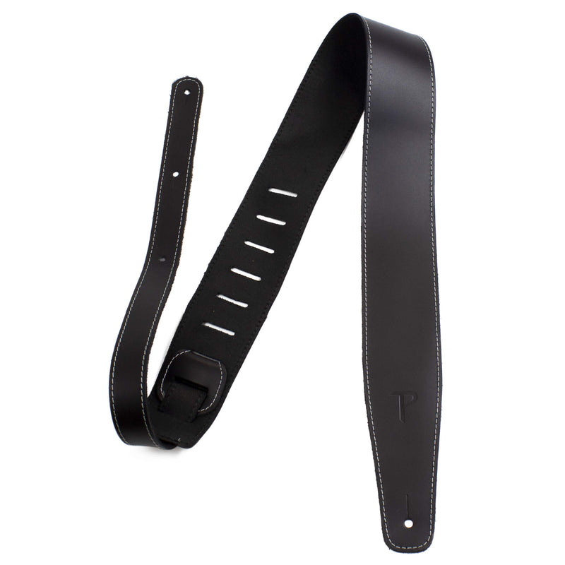 Perri's Leathers Baseball Leather Guitar Strap, Black, Adjustable Length 52" to 58", Soft Backing, Comfortable, 2.5" Wide