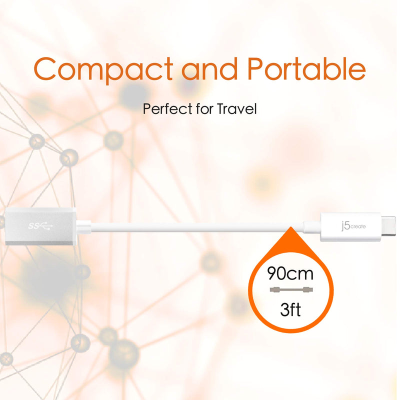 [AUSTRALIA] - j5create USB Type-C 3.1 to Type-A Adapter | Supports USB3.1 Gen1 (5 Gbps), USB 2.0 (480 Mbps) and an Output of 1.5A | Compatible with USB 3.0 and USB 2.0 Devices 