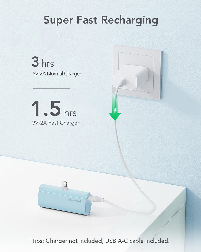 Charmast Small Portable Charger 5000mAh, Ultra-Compact 20W PD Fast Charging Power Bank Mini Battery Pack Compatible with iPhone 14/14 Pro Max/13/13 Pro Max/12/12 Pro Max/11/XR/X/8/7/6, and More Blue