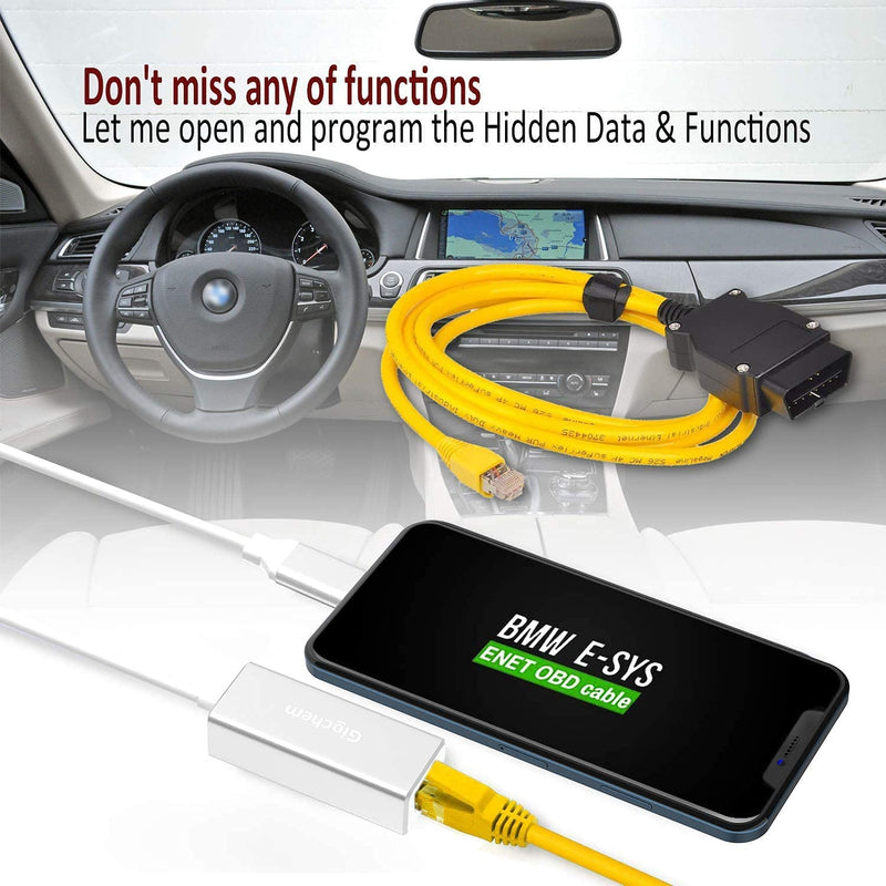 [AUSTRALIA] - Lightning to OBD2 2 in 1 Phone to OBD2,ENET Rj45 Cable ethernet Connector Tools to OBD Interface Cable Coding F-Series 10/100Mbps High Speed,Plug and Play[Silver] Silver 