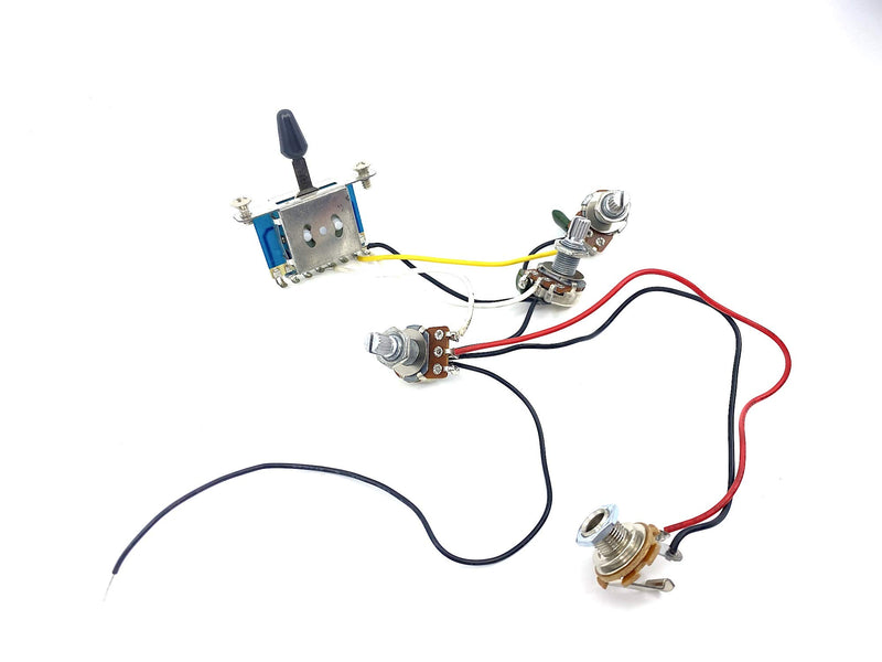 Wiring Harness for Stratocaster - 1 Volume, 2 Tone, 5-Way Lever Switch & Jack for Strat Guitars