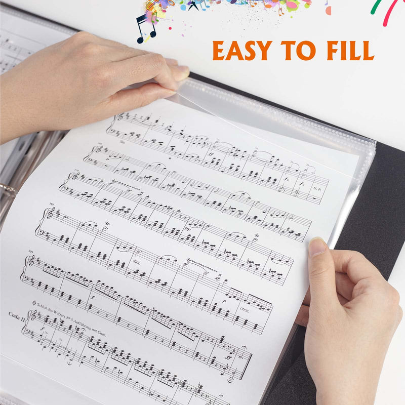 [AUSTRALIA] - Sheet Music Folder, Letter Size Music Binder, 80 Pages Capacity, Writable Choir Folder, Fit 8.5 x 11 Paper, Black 