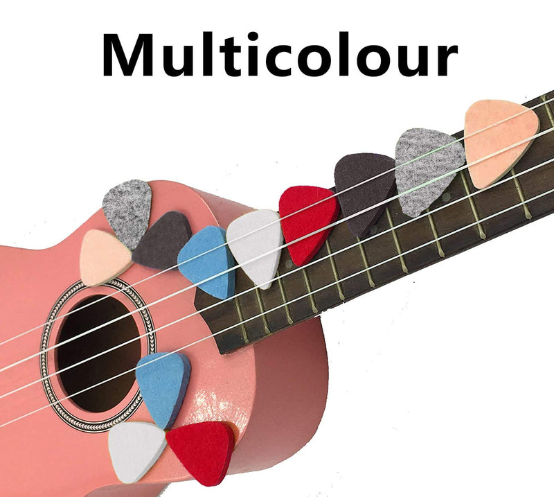 Non-square ukulele Picks, 12 Pack Multi Color Felt Picks for Ukulele, Guitar, Bass.