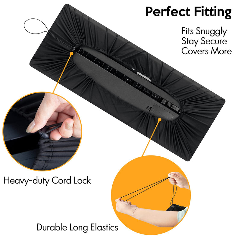 Piano Keyboard Dust Cover, 61 Keys Piano Music Keyboard Cover, Stretchy Electronic Keyboard Piano DirtProof Cover, Piano Keyboard Cover With Durable Elastic & Cord Lock, Black 61 to 76 Keys