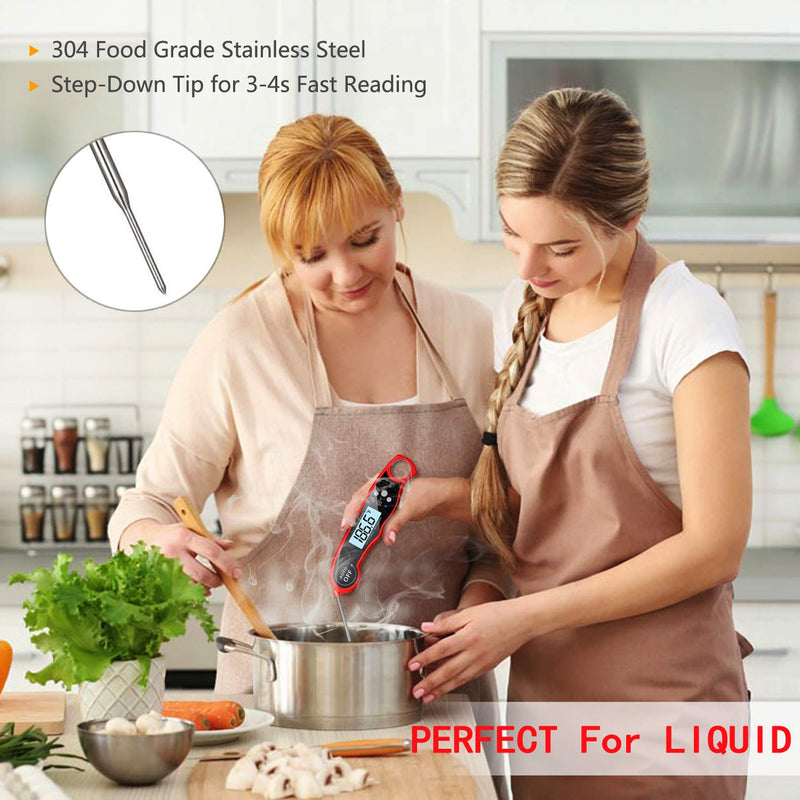 Digital Instant Read Meat Thermometer – Joso Waterproof Kitchen Food Cooking Thermometer Super Fast Read Probe with Calibration & Backlit LCD for BBQ, Candy, Milk, Tea, Grilling, Smokers, Baking