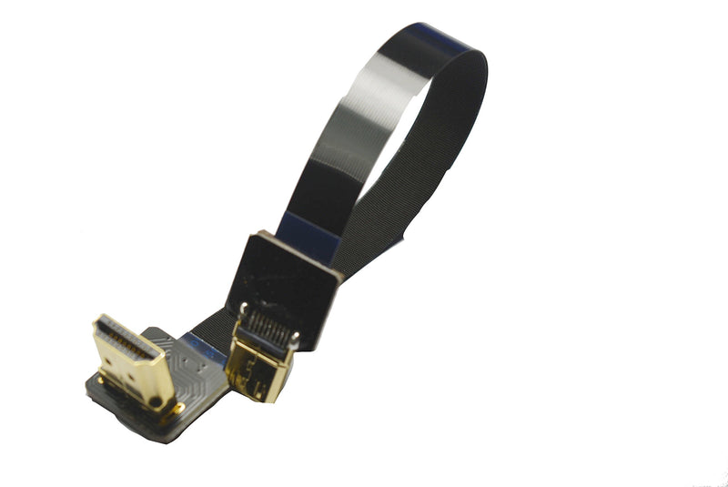 Short Flat Slim Thin HDMI Mini FPV HDMI Cable Mini HDMI Male to Standard HDMI 90 Degree Compatible with Canon 5D3 5D2 Panasonic lumix GH3 GH2 Sony nex 5N 5T 5R 7N DJI Drone Gimbal (10CM) 3.94inches-Mini-Standard 10CM