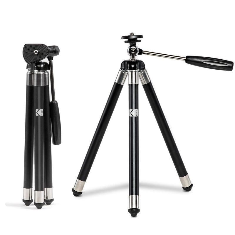 KODAK PhotoGear 42” Tripod | 8-Section Aluminum Stainless Steel Tripod w/Bluetooth Remote, Telescoping Leg-Lock Height Adjustment, 360° Ball Head, Rubber Feet, Smartphone Adapter E-Guide & Carry Case