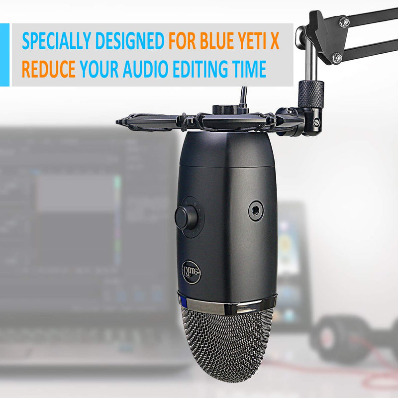 Blue Yeti X Shock Mount, Latest Alloy Microphone Shockmount Reduces Vibration and Shock Noise Matching Boom Arm Mic Stand by YOUSHARES