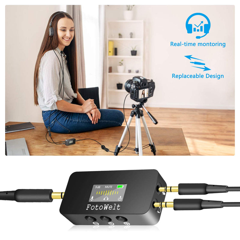 [AUSTRALIA] - Professional Wired Lavalier Microphone for iPhone Clip on Microphone with OLED Display, Realtime Monitor, Noise Reduction, Rechargeable Shirt Lapel Lav Mic for Camera YouTube Podcast Filming Recording 