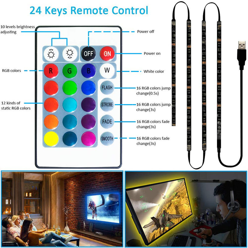 YOZATIA Led Strip Lights USB TV Light for 40-60 inch TV, 6.56ft Led Light Strip 16 Color RGB TV Backlight Kit with Remote