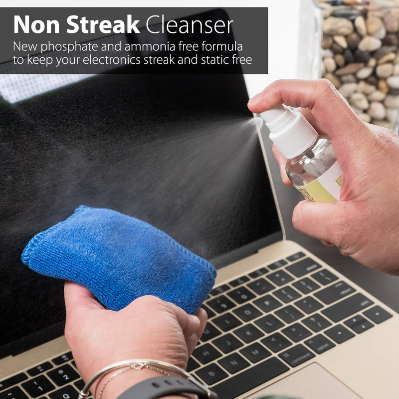 [AUSTRALIA] - GreatShield Universal Screen Cleaning Kit, Microfiber Cloth + 2 Sided Brush + Non-Streak Solution Spray [for TV, Laptops, PC Monitors, Smartphones, Tablets, Camera, Keyboard and Other Electronics] 