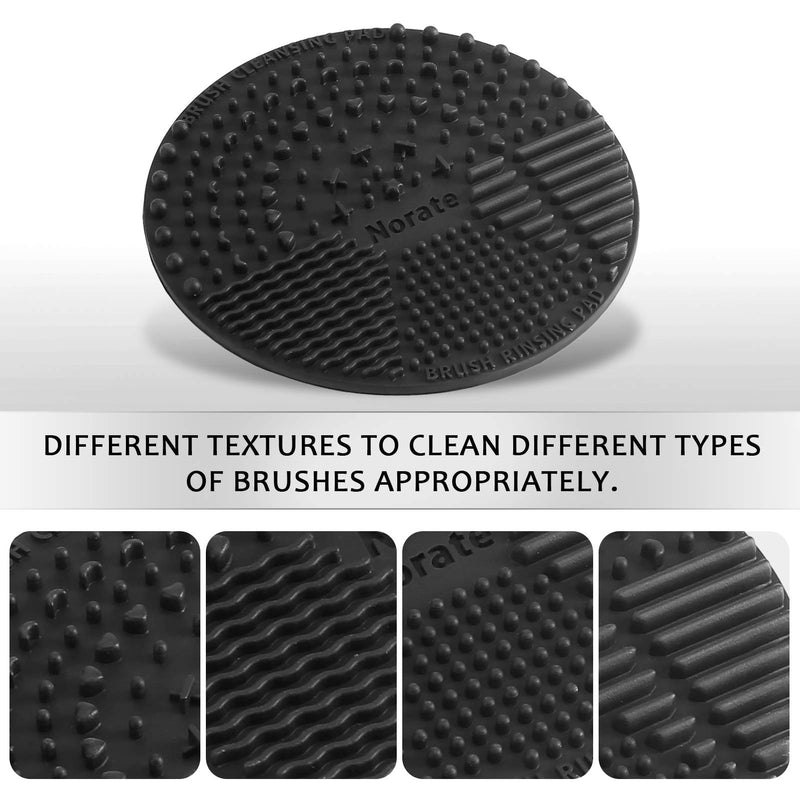 Brush Cleaning Mat Silicone Makeup Cleaning Mat Portable Washing Tool Brush Scrubber Cosmetic Brush Cleaner with Suction Cup Black