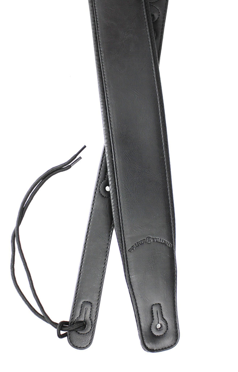 Walker & Williams G-907 Black Leather Guitar Strap with Padded Glove Leather Back