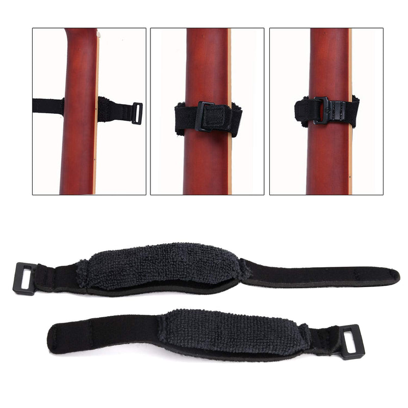 Facmogu 2PCS Guitar String Mute Dampener, Guitar String Cover Belt, Adjustable Bass Mute Silencer, Fretboard Muting Straps, Musical Instrument Accessories Black