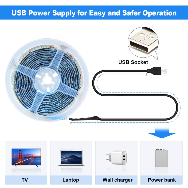 LED Strips Lights, Hually 3M /9.8ft TV Backlight USB Powered, 5050 RGB Led Light Strip with 4 Dynamic & Sync with Music Lighting Mode for 40 to 60 Inch HDTV, PC Monitor, Home, Kitchen Christmas Party