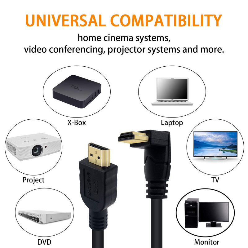 Poyiccot 8K HDMI Cable 2feet, HDMI 2.1 Cable 90 Degree Down Angle HDMI Male to Male 8K HDMI Cable 48gbps 2.1 Cable Support 8K@60Hz 4K@120 7680P 8K HDMI2.1 Cable for TV/Xbox /PS4 /PS5(M/M Down) Down Angle 8K HDMI Cable