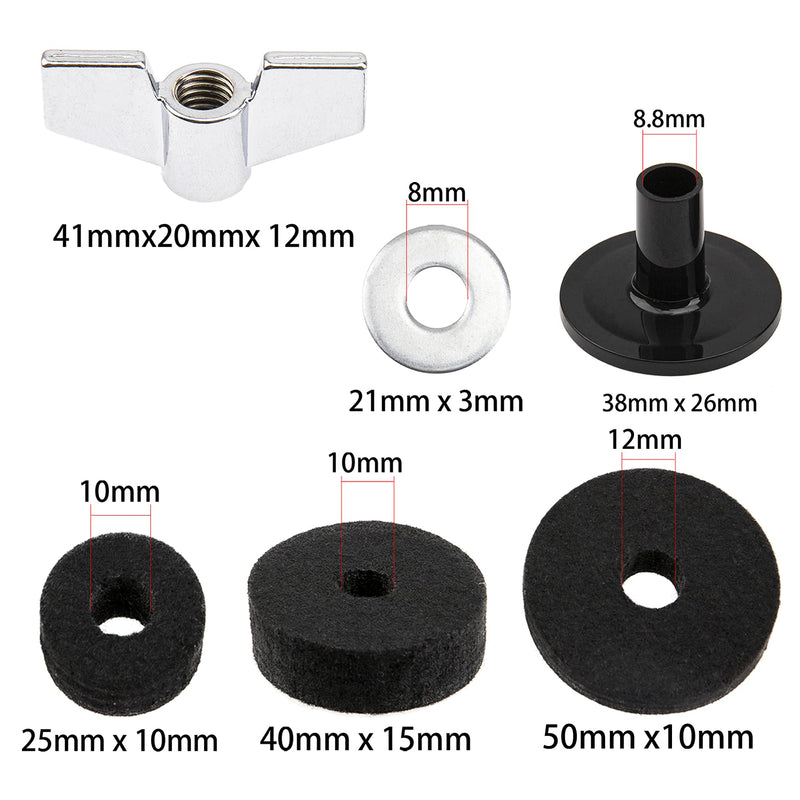 18Pcs Yootones Cymbal Stand Felts Clutch Felts Hi Hat Cup Felts Cymbal Wing Nuts Cymbal Sleeves & Metal Gaskets Replacement Compatible with Drumset Kit Accessories