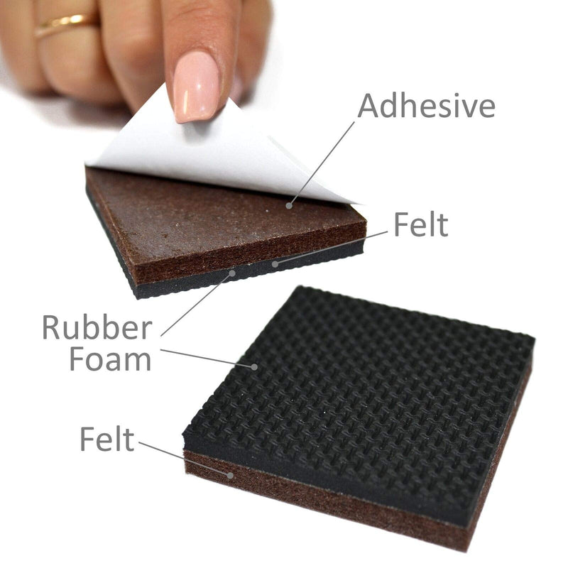 X-PROTECTOR NON SLIP FURNITURE PADS – PREMIUM 16 pcs 2” Furniture Grippers! Best SelfAdhesive Rubber Feet Furniture Feet – Ideal Non Skid Furniture Pad Floor Protectors for Fix in Place Furniture 16 Square 2 inch