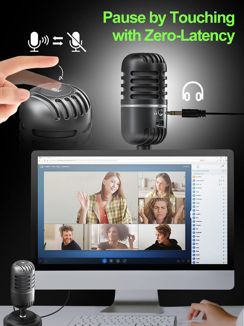 USB Microphone, Moman EMP Desktop Condenser PC Microphones for Steaming Podcast Mic Recording Gaming Zoom meeting Youtube ASMR Online Conference Course, USB-Podcast-Streaming-Computer-Microphone