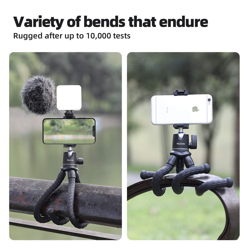 Camera/Phone Flexible Tripod, with Phone Holder/Camera Mount Adapter/Extension Arm for iPhone Max Plus Samsung Canon Nikon Sony Video Vlogging Live Streaming Tripod A Bundle