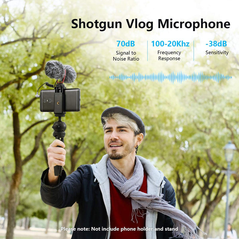 Video Microphone, External Camera Microphone, Dual Headed Vlogging Microphone for DSLR/Canon/Nikon/Sony Camera