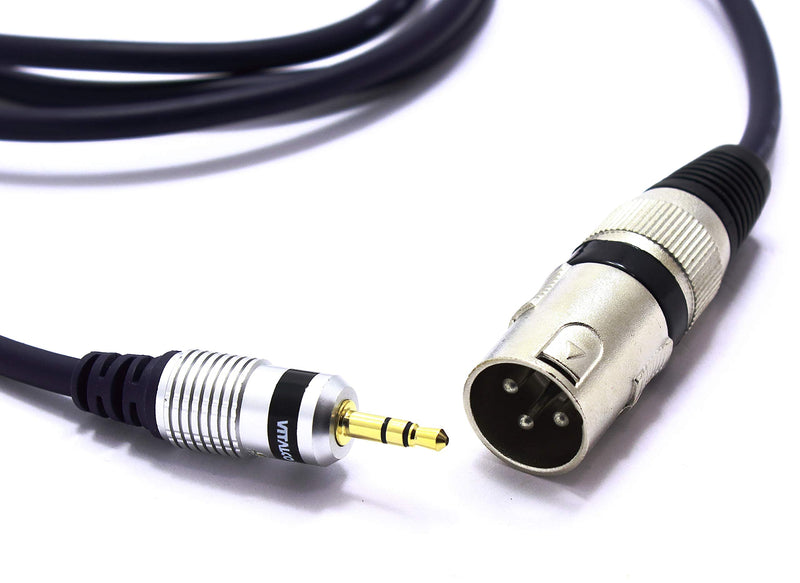 XLR Male to Mini Jack 3.5 Stereo 1.5m Cable Vitalco 3 Pin Microphone to TRS 1/8 Inch Lead