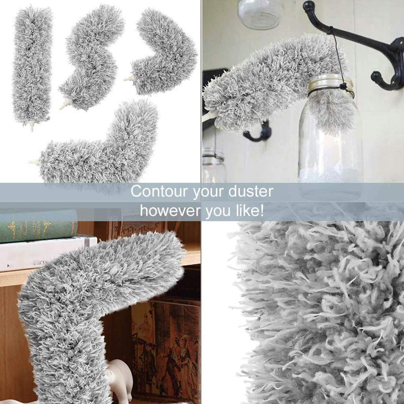 HEOATH Microfiber Feather Duster with Extendable Pole, 30-100 inches Extra Long Cobweb Duster for Cleaning, Bendable Head, Non-Scratch, Washable Duster for Ceiling, Fan, Furniture 100 Inch