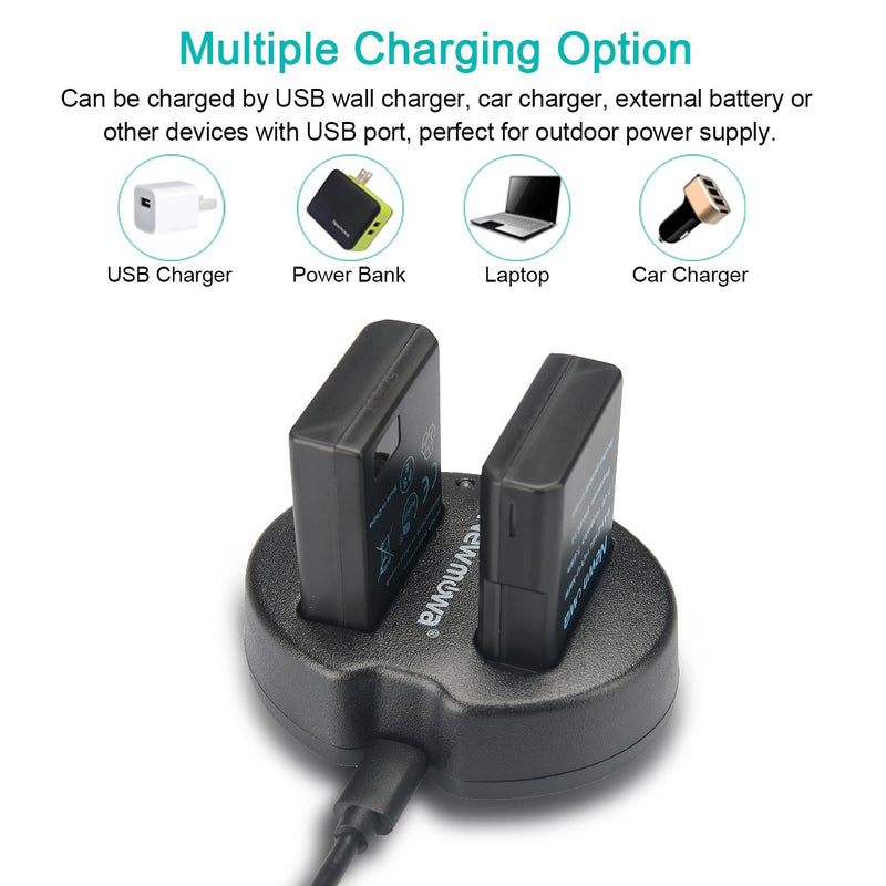 Newmowa EN-EL14 EN-EL14A Replacement Battery (2 Pack) and Dual USB Charger for Nikon EN-EL14, EN-EL14a and Nikon P7000, P7100, P7700, P7800, D3100, D3200, D3300, D3500,D5100, D5200, D5300, Df