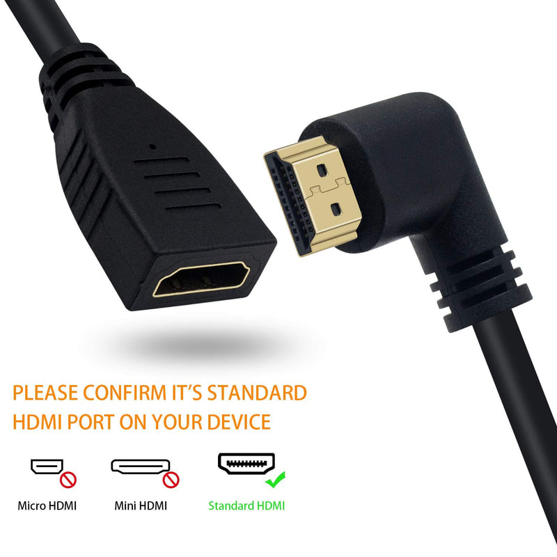 Poyiccot 8K HDMI Extension Cable, Short 8K HDMI 90 Degree Left Angle Male to Female HDMI 2.1 Cable Adapter 48Gbps with 8K 60Hz Video and 3D HDR for TV/Xbox /PS4 /PS5 (Left M/F), 0.5feet 8K HDMI Extension Cable Left Angle